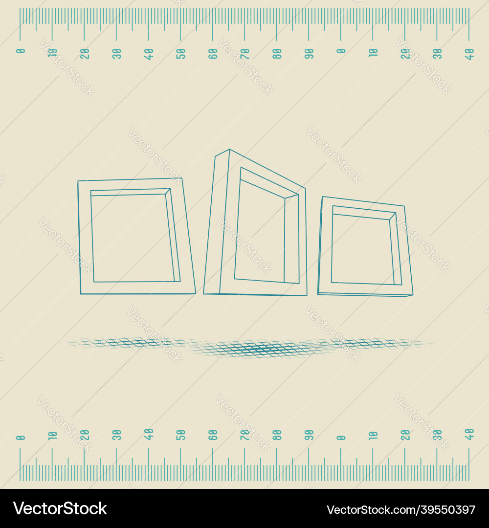 Three rectangular 3d frames blueprint Three rectangular 3d frames blueprint vector image