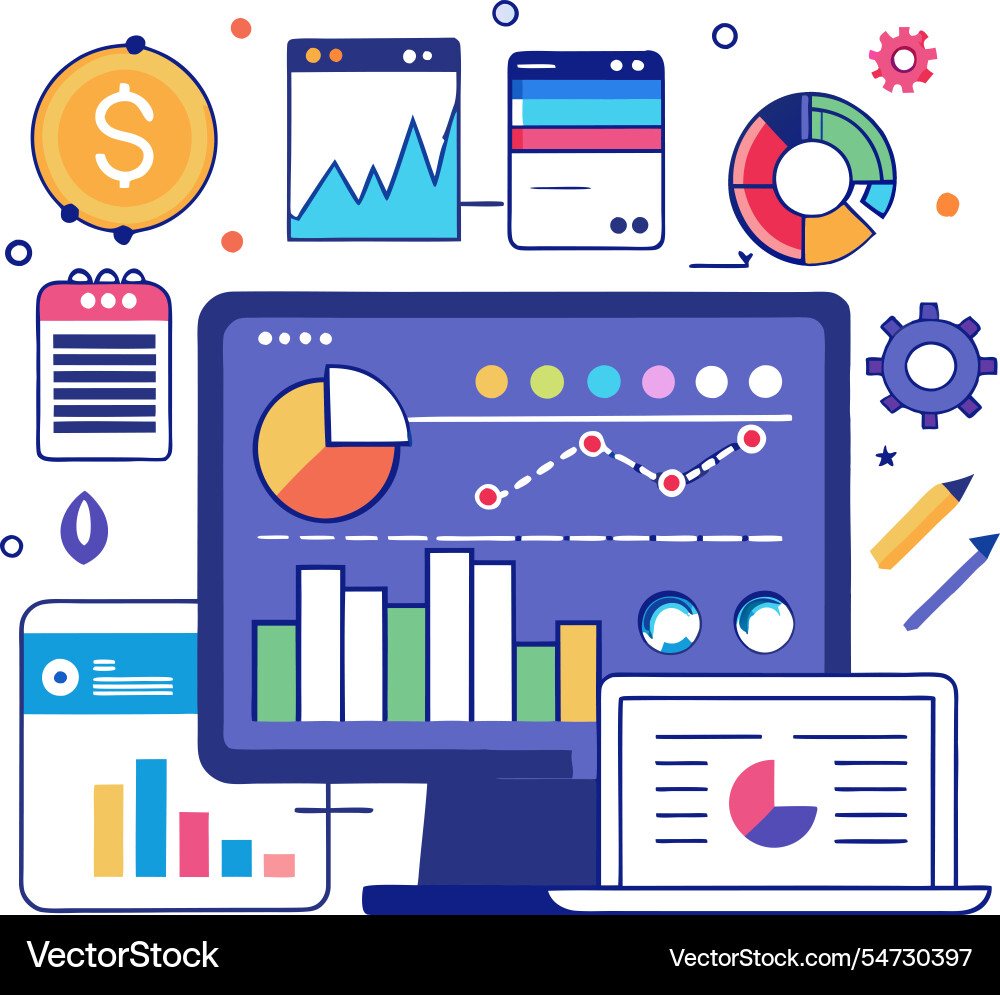 Ui ux info graphic data analysis dashboard vector image