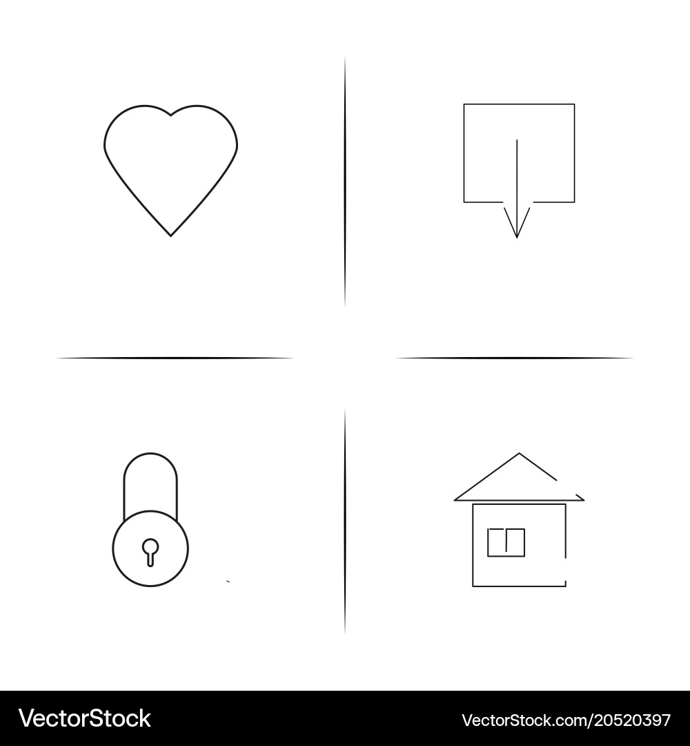 User interface simple linear icons set outlined vector image