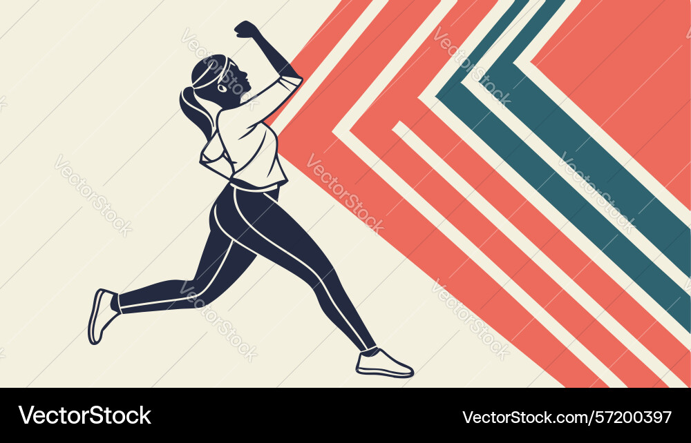 Woman running with dynamic abstract lines design Vector Image