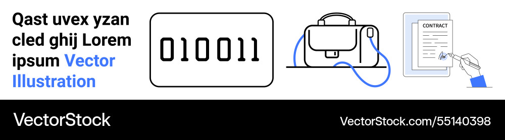 Business elements digital binary code laptop bag Business elements digital binary code laptop bag vector image