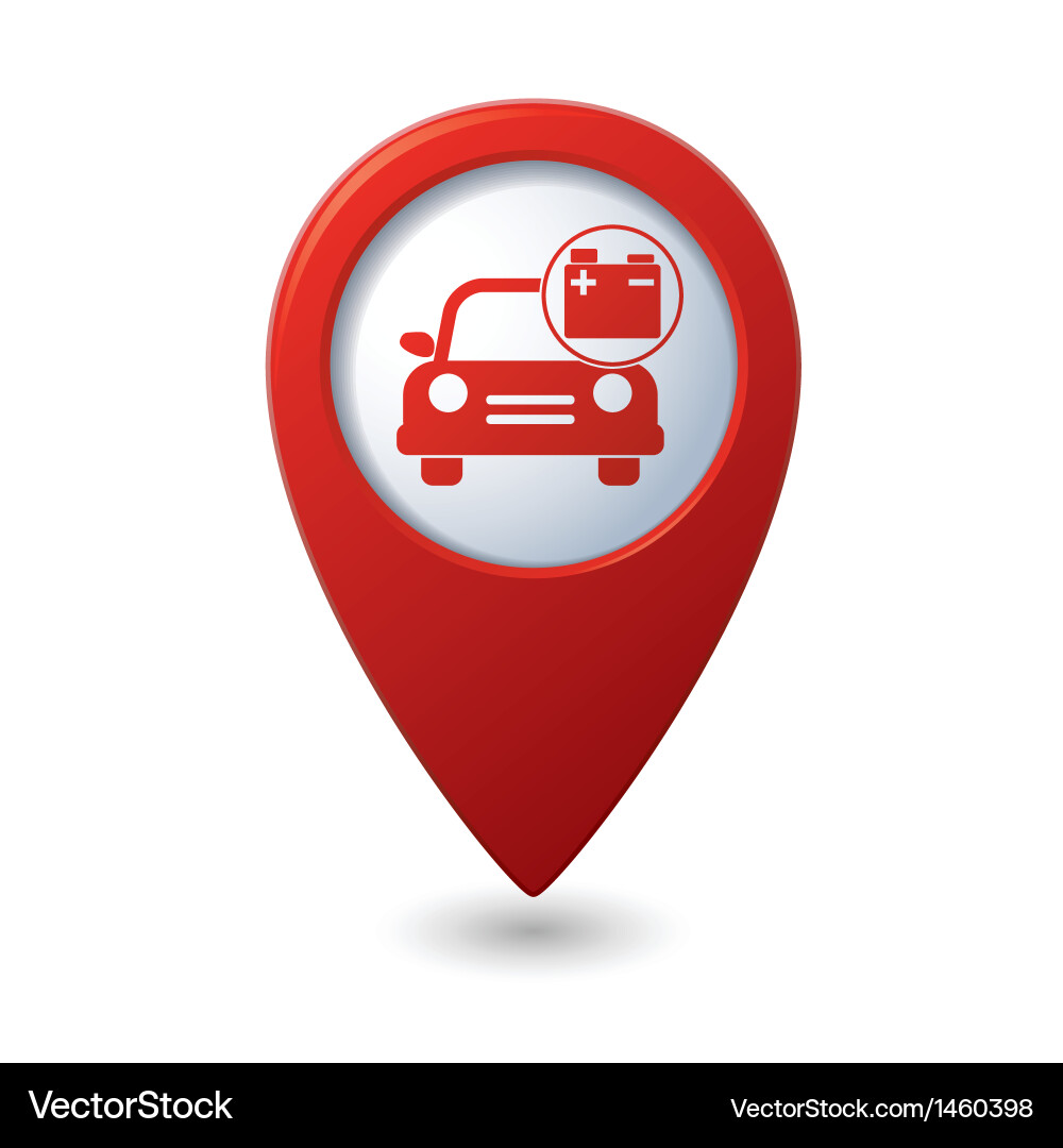 Car with accumulator icon red pointer vector image