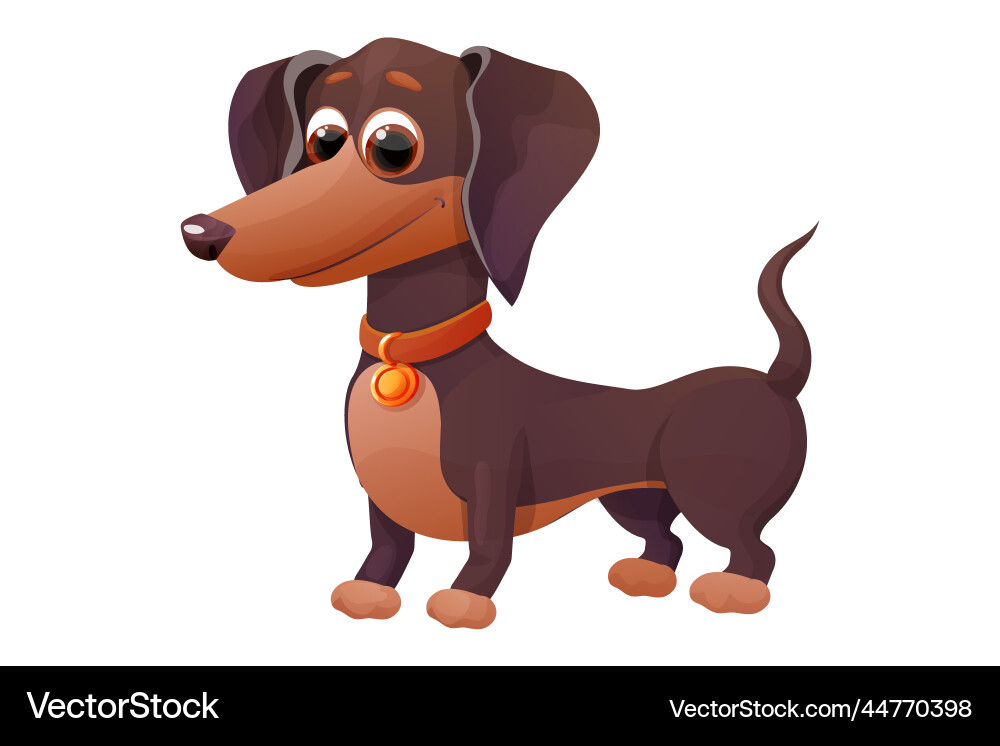Cute dachshund puppy standing and smiling Cute dachshund puppy standing and smiling vector image