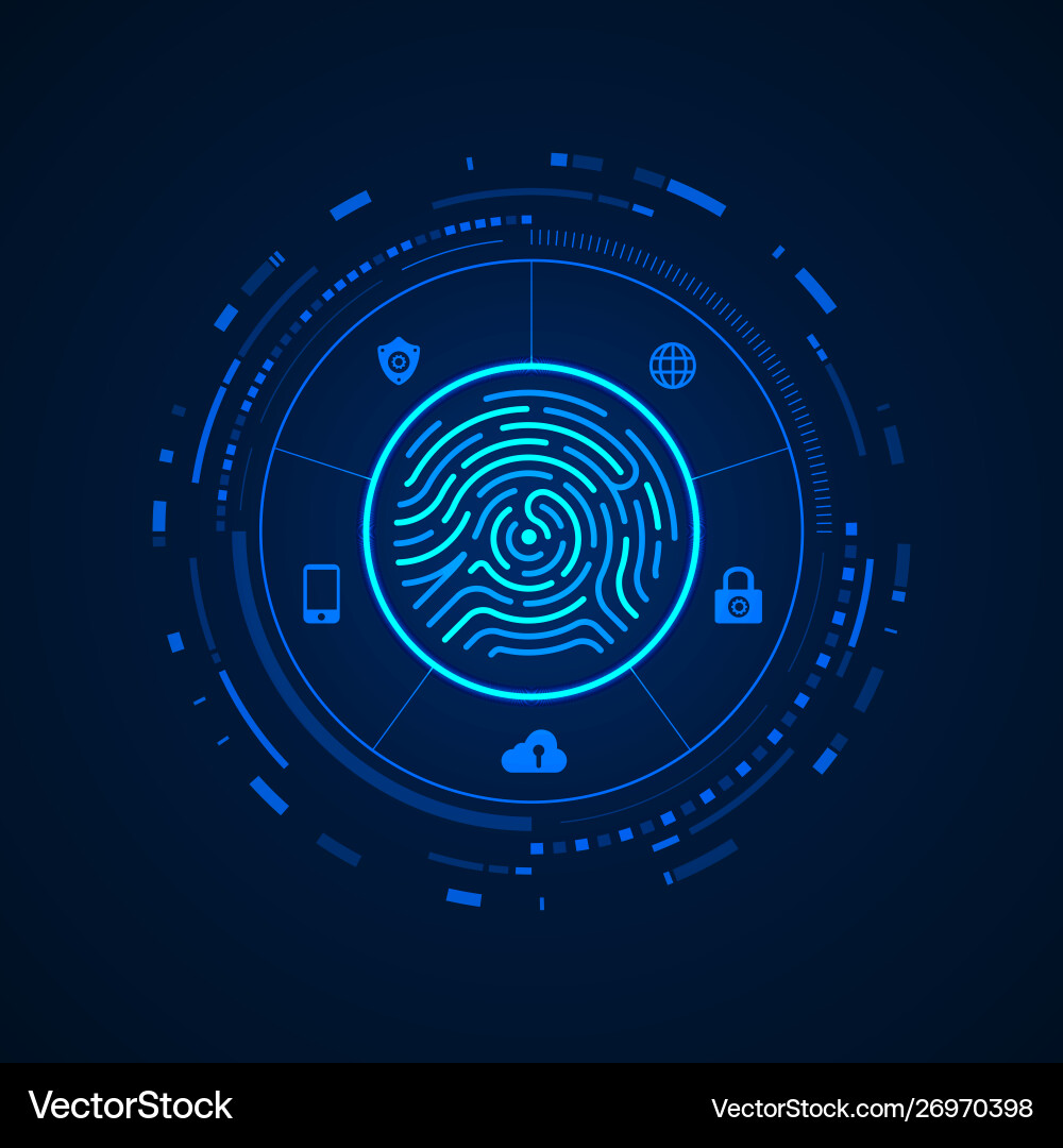 Cybersecurity Fingerprint Scan vector image