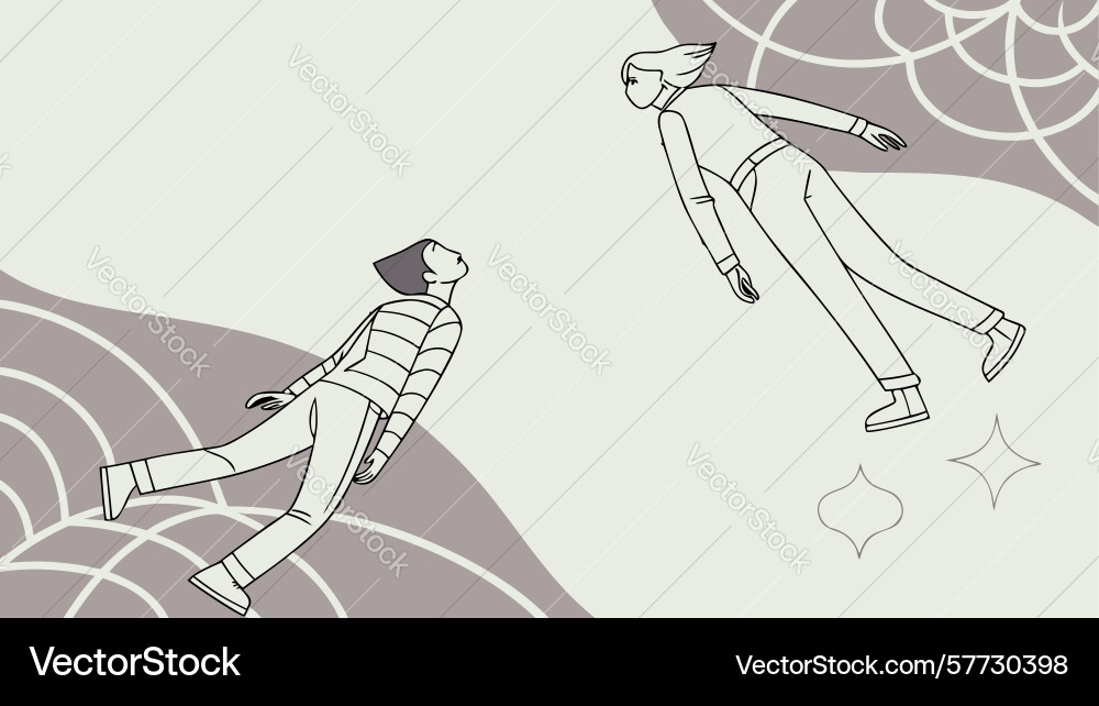 Dynamic abstract figures in motion with flowing vector image