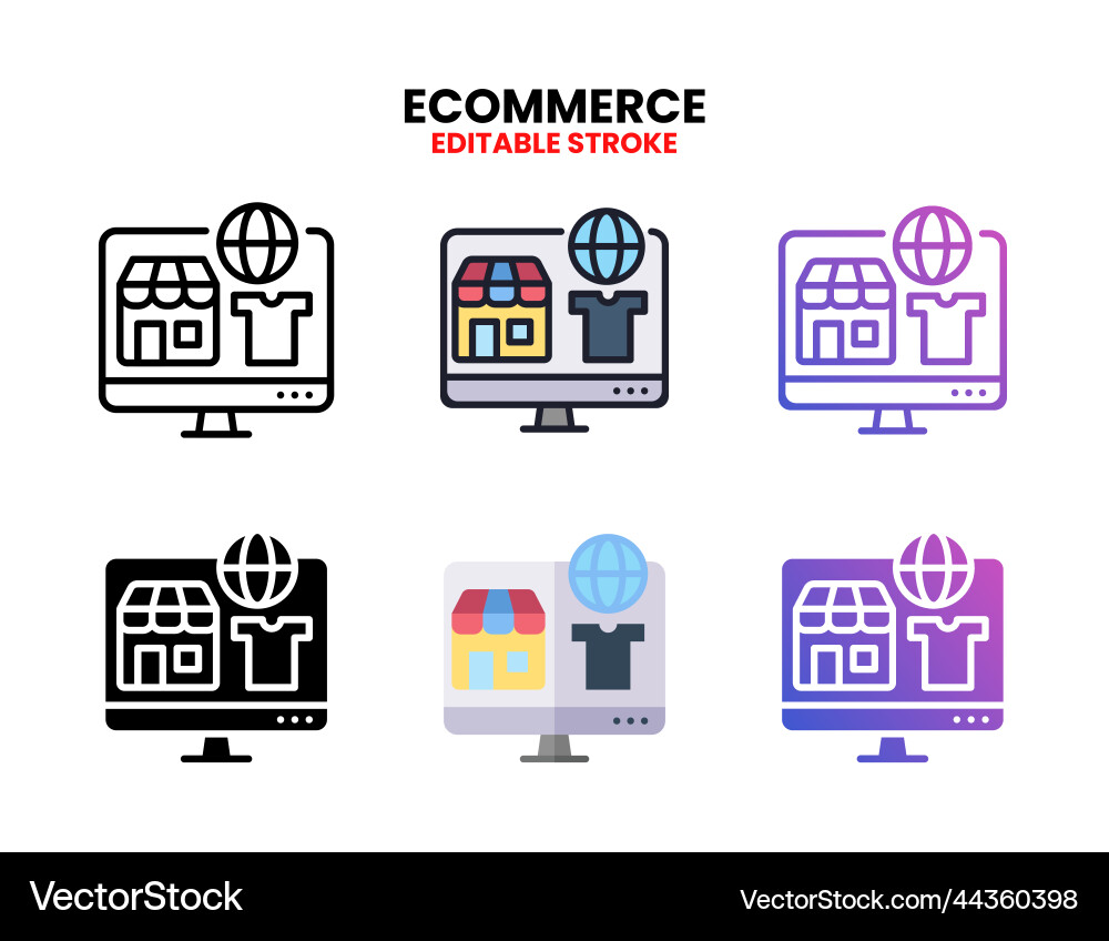 Ecommerce icon set with different styles Ecommerce icon set with different styles vector image