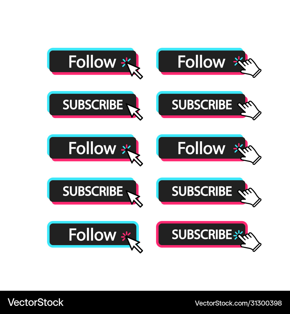 Follow subscribe button with cursor mouse pointer Follow subscribe button with cursor mouse pointer vector image