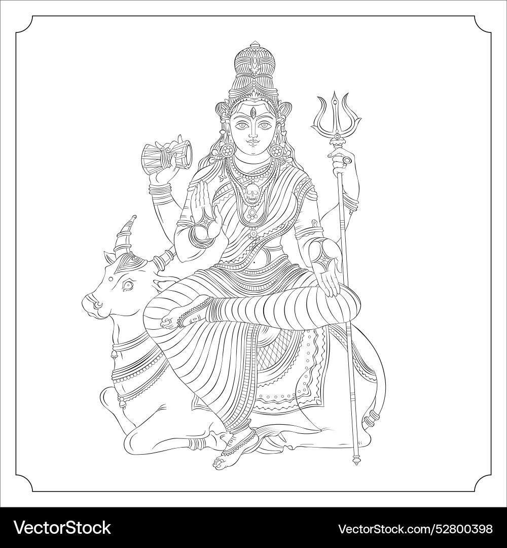 Hindu goddess maheshwari devi outline illus Hindu goddess maheshwari devi outline illus vector image