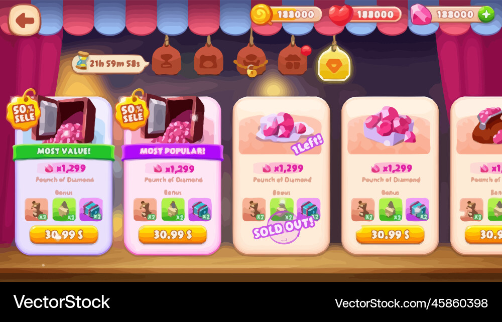 Komplettes Set von Level-Taste Spiel ui Pop-up-Symbol vektorbild
