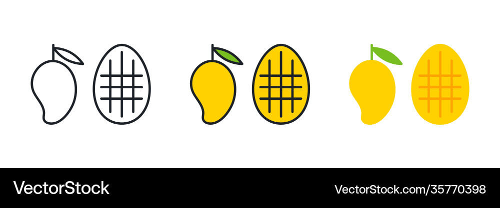 Mango icons linear color icon contour shape Mango icons linear color icon contour shape vector image