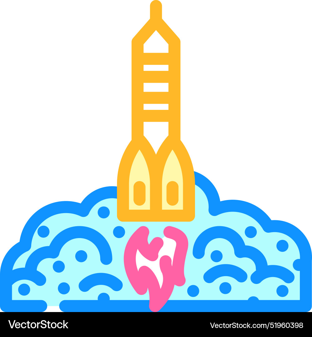Rocket ship progress color icon Royalty Free Vector Image