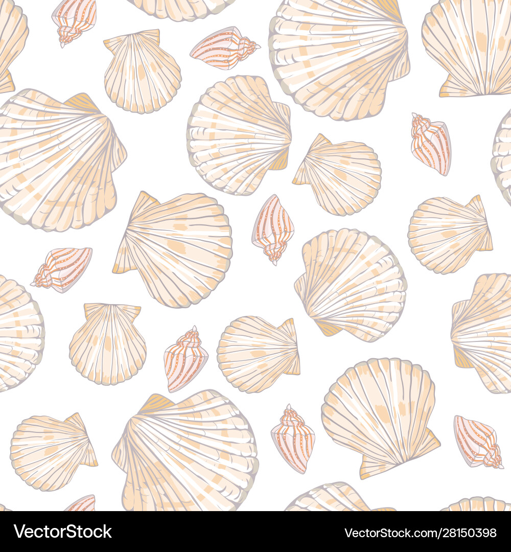 Seamless pattern with seashells and starfish Seamless pattern with seashells and starfish vector image