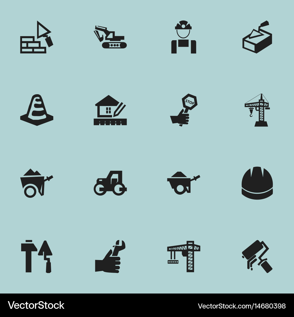 Set of 16 editable structure icons includes vector image