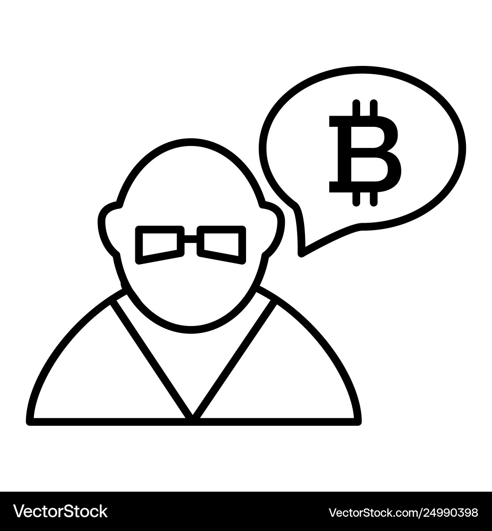 Trader person exchange bitcoin line icon vector image