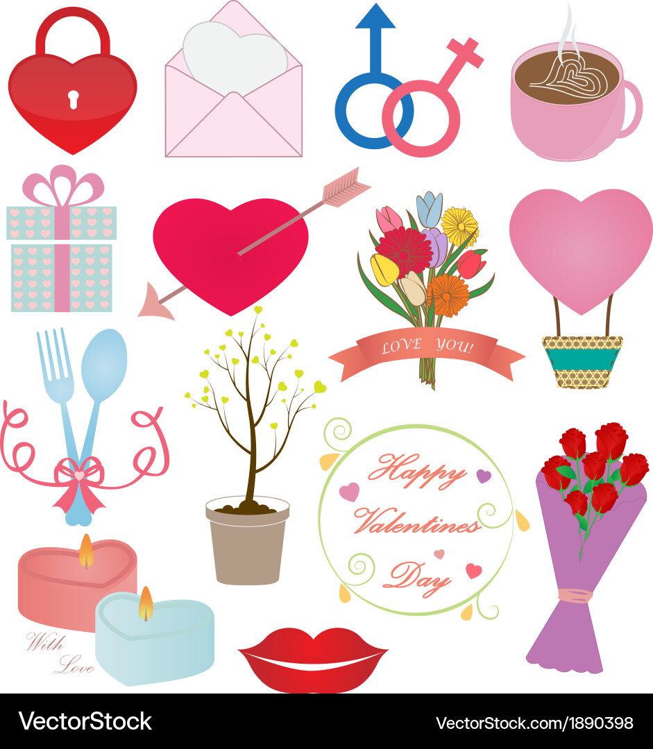 Valentine's Day Icons Collection vector image