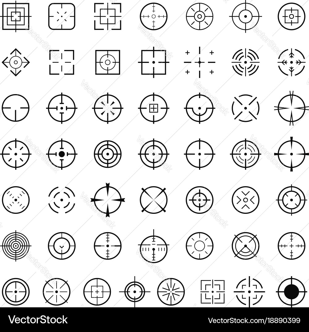 Aim target icons set simple style vector image