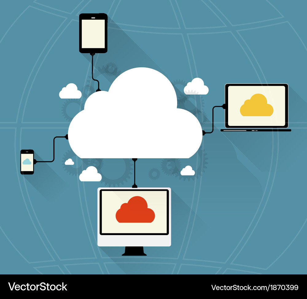 Cloud computing concept on different electronic Vector Image