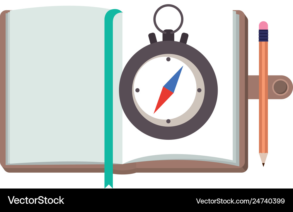 Compass guide with notebook vector image