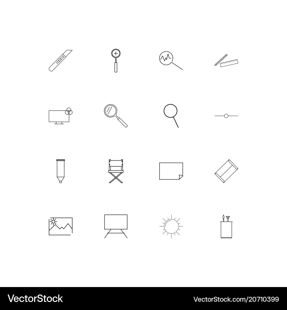 Creative process and design simple linear icons vector image