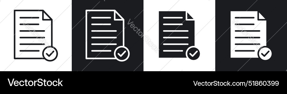 Document accept liner and solid icon set in black Document accept liner and solid icon set in black Vector Image