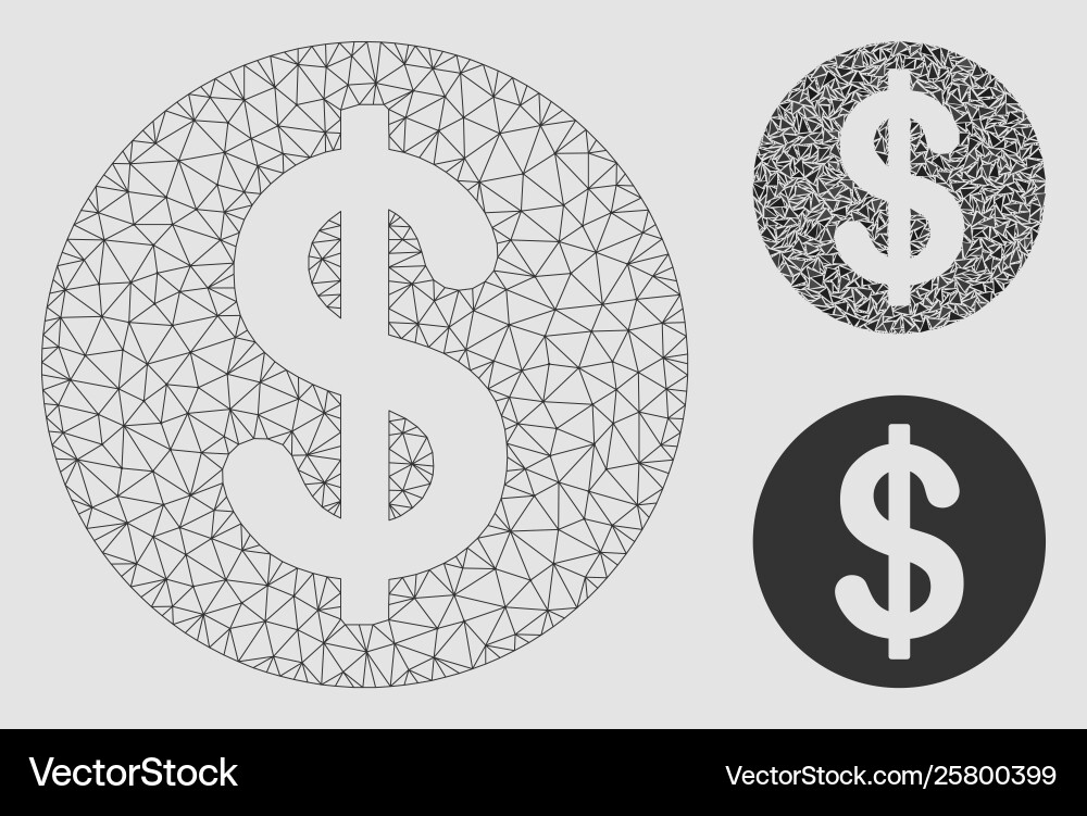 Dollar coin mesh network model and triangle Dollar coin mesh network model and triangle vector image