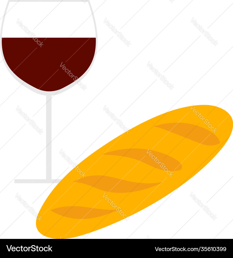 Easter wine and bread icon Royalty Free Vector Image