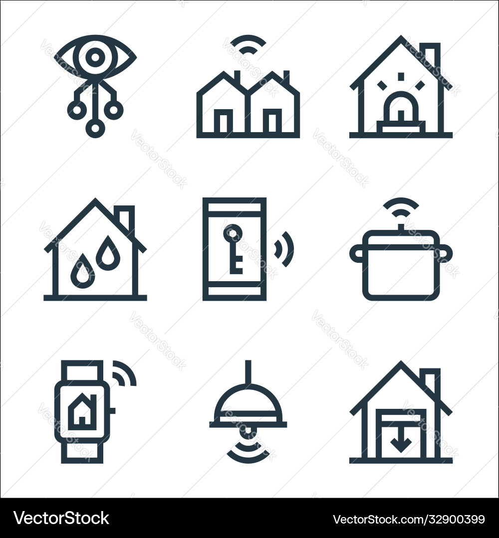 Flat smarthome line icons linear set quality Flat smarthome line icons linear set quality vector image