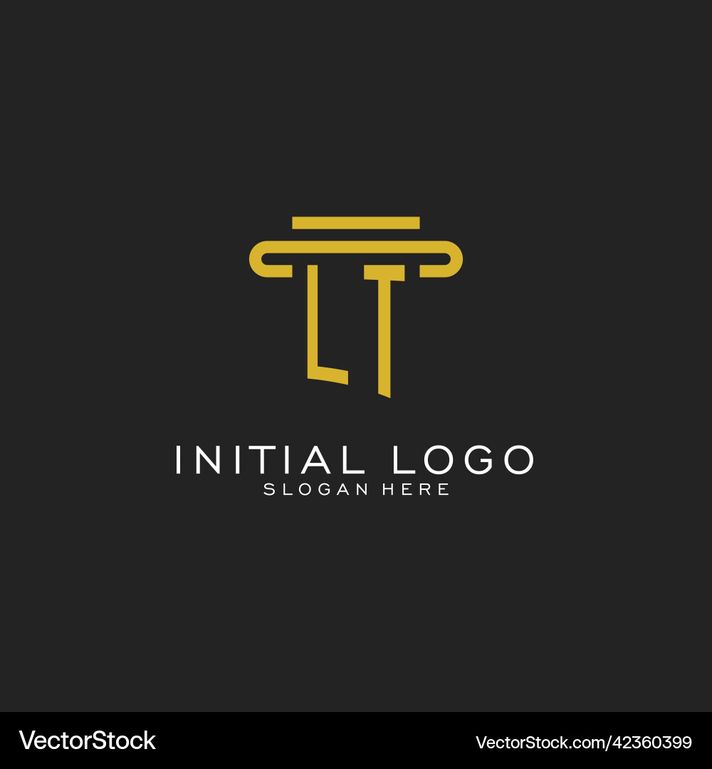 Lt initial logo with simple pillar style design Lt initial logo with simple pillar style design Vector Image