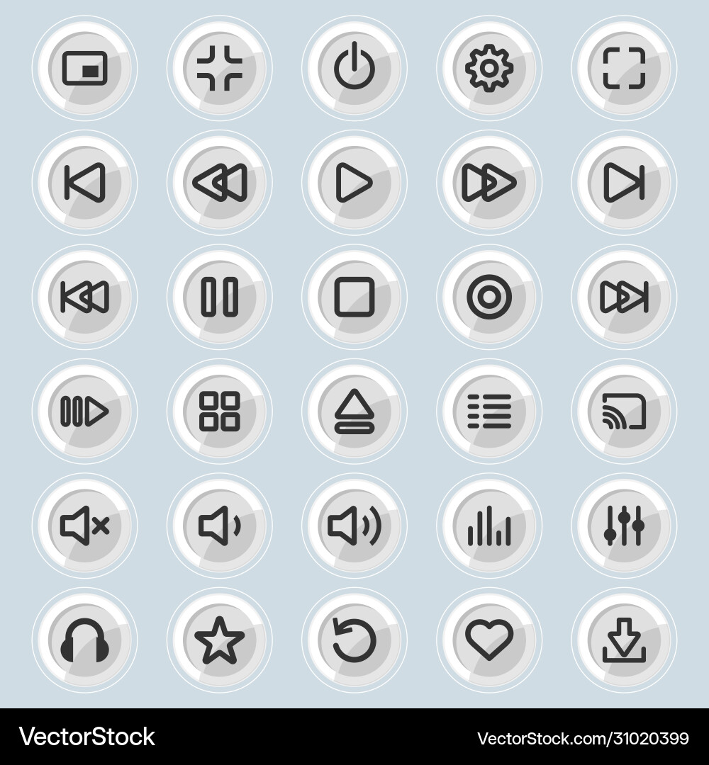 Media player control buttons set Media player control buttons set Vector Image