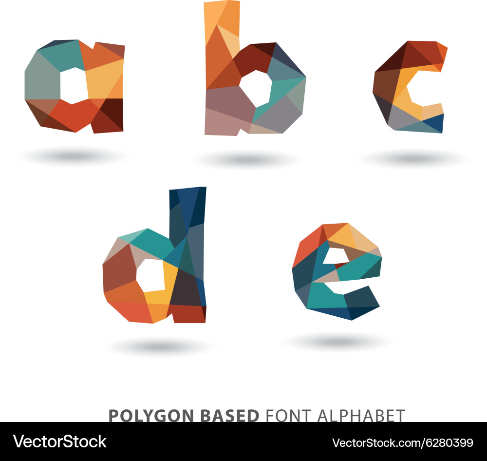 Polygonal colorful letters part of a to z set Vector Image
