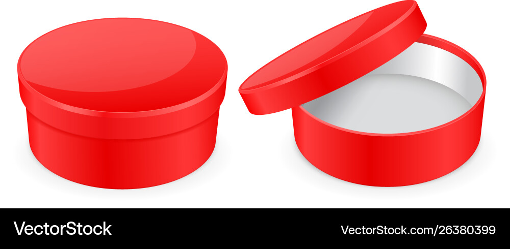 Red box round hat open and closed empty Vector Image