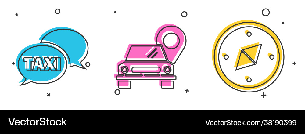 Set taxi call telephone service map pointer Set taxi call telephone service map pointer vector image