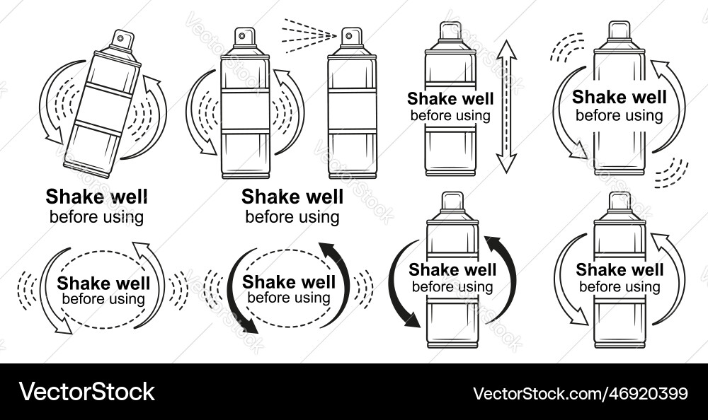 Shake well bottle before use shaking spray icon vector image