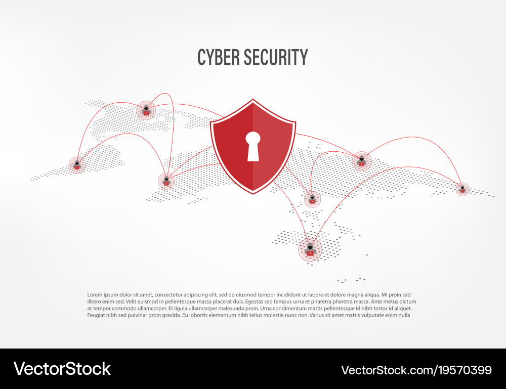 Shield on internet hacker background vector image