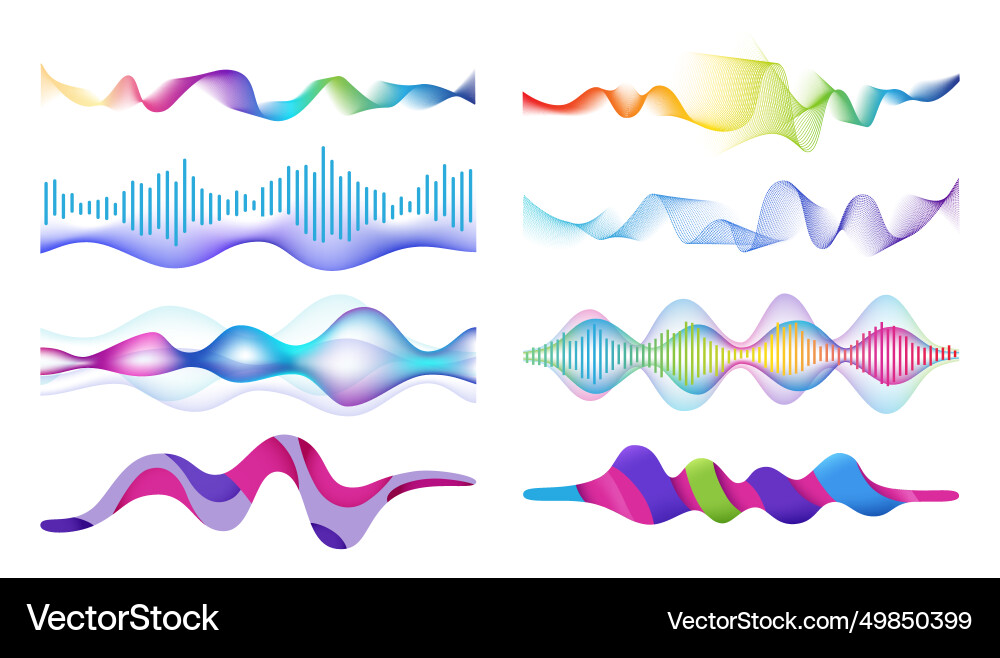 Sound waves and noise equalizer visualization Vector Image