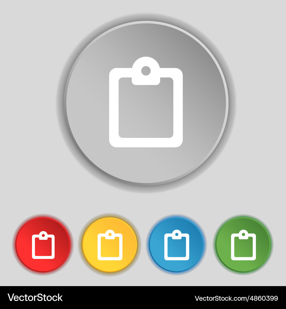 Text file icon sign symbol on five flat buttons Vector Image