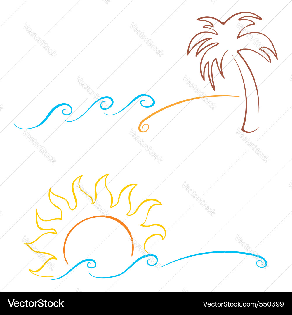 Tropical Summer Icons Vector Image