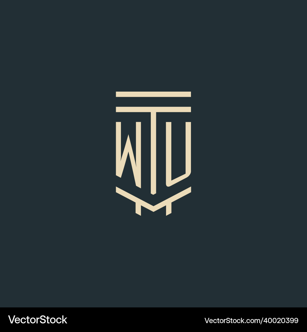 Wu initial monogram with simple line art pillar Wu initial monogram with simple line art pillar vector image