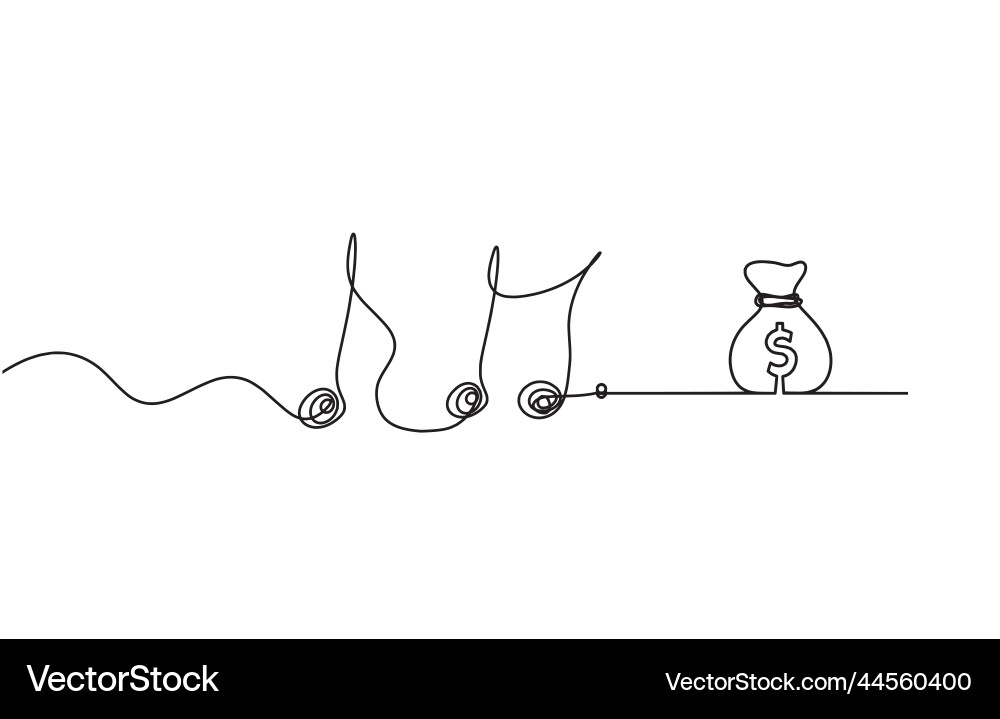 Abstract whole note with dollar as continuous Abstract whole note with dollar as continuous Vector Image