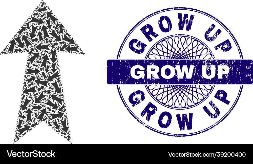Arrow up recursion mosaic of items Vector Image