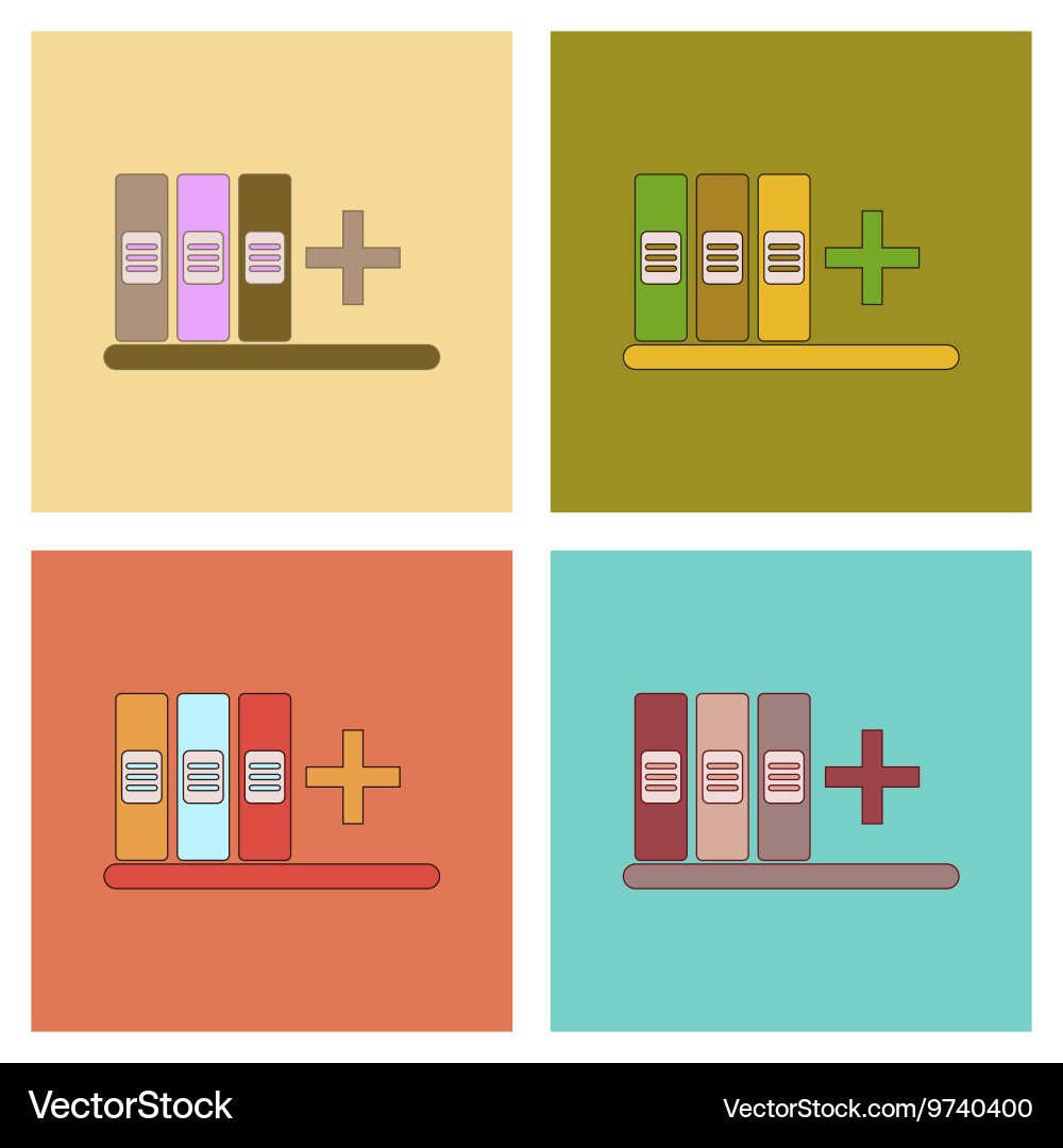 Assembly flat icons shelf folder vector image