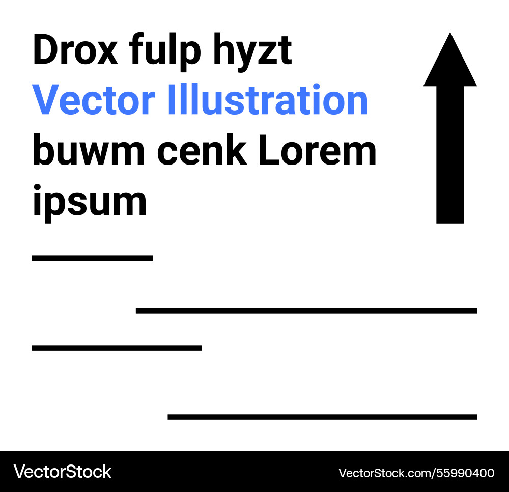 Black arrow with text layout and lines Vector Image