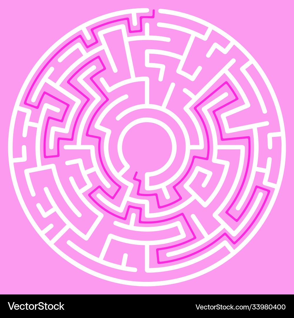 Circular maze with way from center to exit Circular maze with way from center to exit vector image