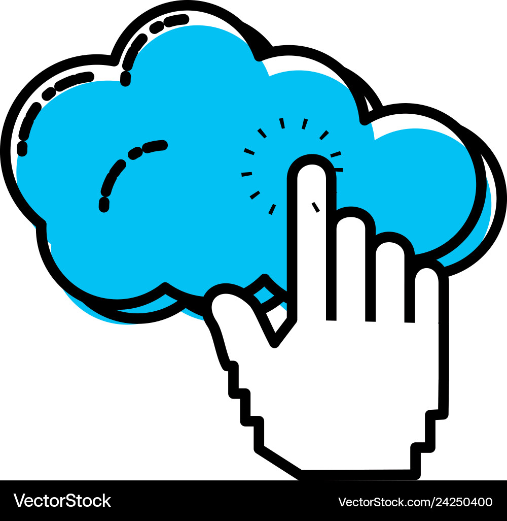 Cloud computing with hand touching vector image