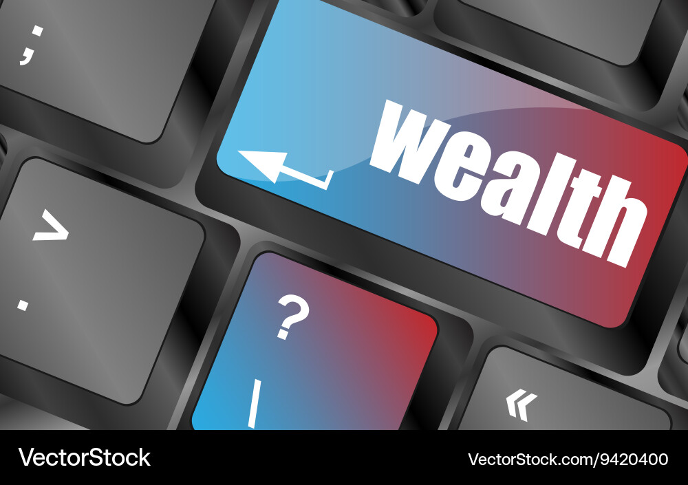 Cloud icon with wealth word on computer keyboard vector image