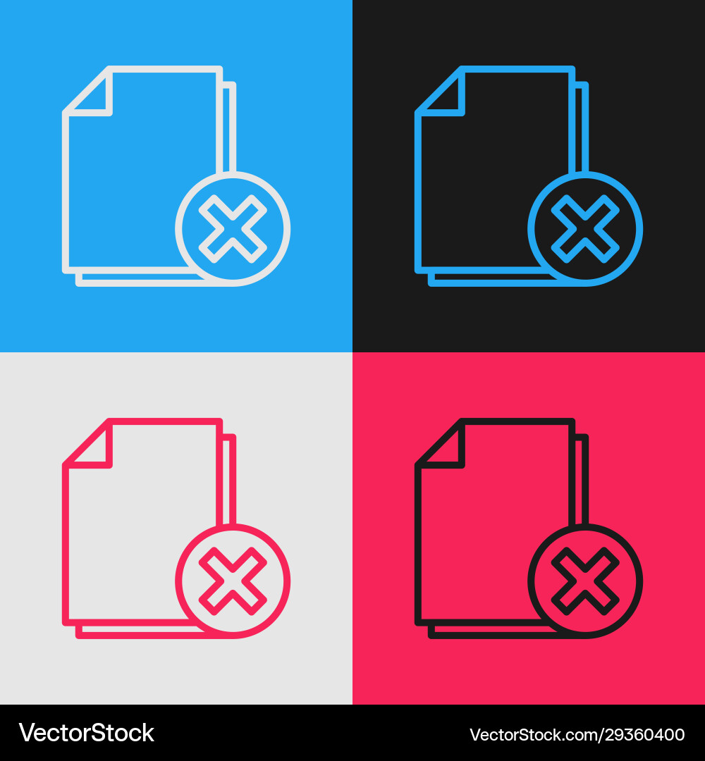 Color line delete file document icon isolated Color line delete file document icon isolated vector image