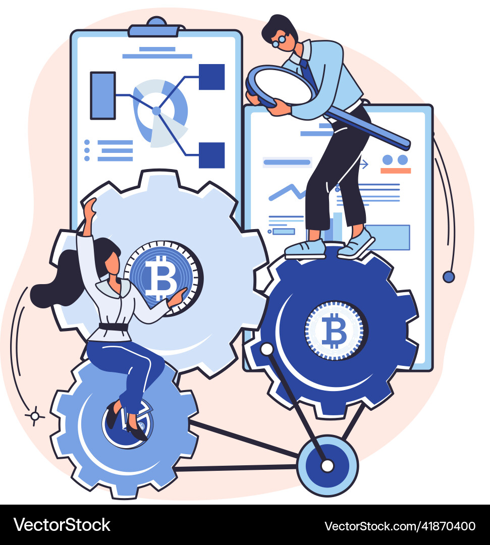 Cryptocurrency bitcoin mining metaphor blockchain Cryptocurrency bitcoin mining metaphor blockchain Vector Image
