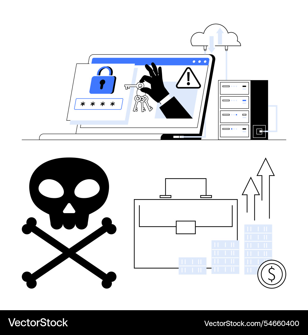 Digital security threats with cloud computing Digital security threats with cloud computing vector image