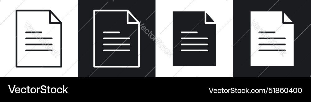 Document liner and solid icon set in black color Vector Image