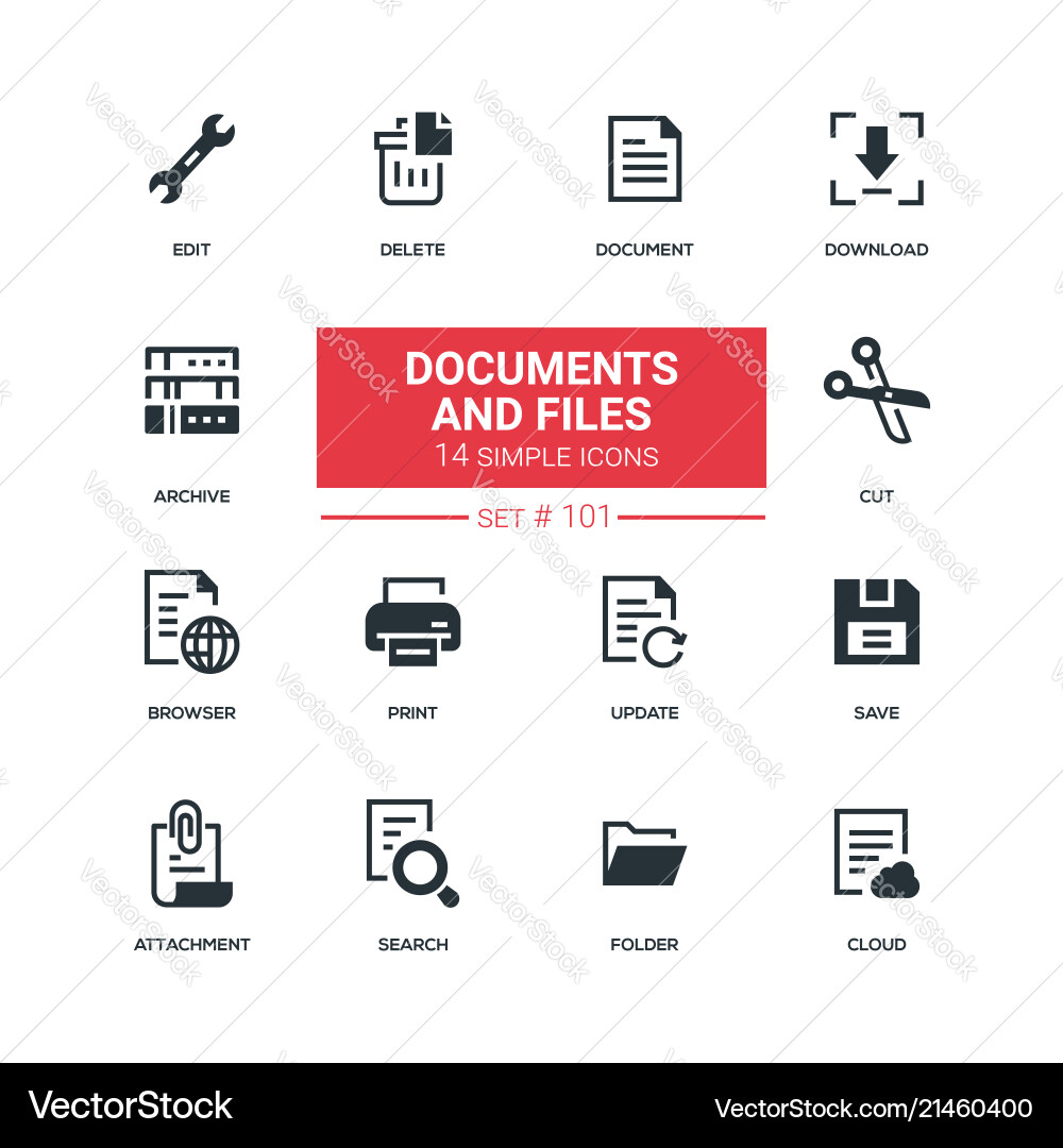 Documents and files - flat design style icons set Documents and files - flat design style icons set vector image